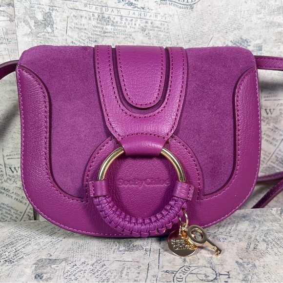 See by Chloé Hana Mini Suede & Leather Fuchsia Crossbody